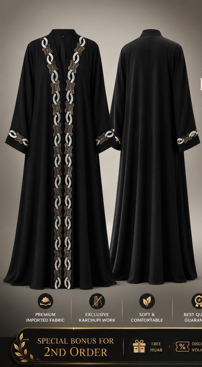 Premium  Stone + embriodery  abaya